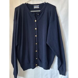 VTG Pendleton Womens Navy Blue Wool Button Up Cardigan Sweater L Need Repair